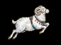 Decorative goat with ornamental saddle and blanket, isolated on transparent background. Ready for t-shirt design, clipart, stickers, sublimation, and print-on-demand products.