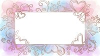Romantic pastel frame with hearts and floral swirls on transparent background, ready for wedding invitations, Valentine cards and love-themed designs.