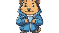 Cute cartoon hamster character in blue hoodie holding hot drink cup, isolated on white background for stickers, children books and merchandise design.