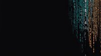 Digital binary code rain in orange and blue gradient colors falling on black background, matrix style data stream effect for technology concepts.