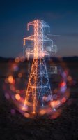 Futuristic digital human silhouette with glowing network connections and data visualization elements against twilight sky for technology concepts.