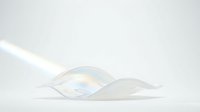 Iridescent soap bubble floating against clean white background with soft natural lighting and rainbow reflections for commercial design projects.