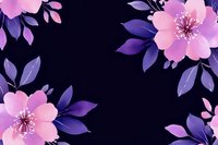 Delicate pink cherry blossoms with purple leaves create an elegant floral frame on dark background, suitable for romantic designs and spring celebrations.