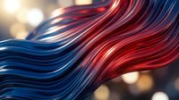 Flowing red and blue neon light waves with motion blur effect, creating dynamic abstract streaks against soft bokeh background for modern design projects.