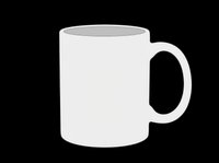 White ceramic coffee mug isolated on transparent background, blank and ready for custom designs, perfect for mockups, print on demand, sublimation, stickers, and clipart use.