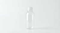 Clear plastic water bottle with white cap isolated on white background for product mockup and packaging design.
