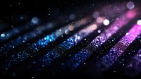 Magical glowing particles with blue and purple bokeh lights floating in dark space creating dreamy cosmic atmosphere. Abstract blurred background with sparkles.