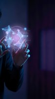 Businessman holding glowing network connections in hands showing digital transformation and connectivity concepts for modern business technology solutions.
