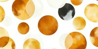 Watercolor circles in warm golden and black tones on white background create modern abstract pattern. Seamless repeat design for fabric and wallpaper.