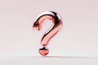Metallic rose gold question mark on soft pink background, symbolizing curiosity, problem-solving, and uncertainty in modern design context.