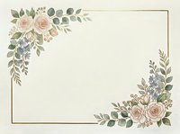Elegant floral frame with soft pink roses and eucalyptus leaves on cream background for wedding invitations, greeting cards and romantic designs.