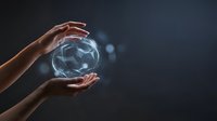 Hands holding glowing digital globe with network connections, representing global technology, innovation, and worldwide digital communication for business and connectivity concepts.