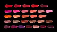 Lipstick swatches in red, pink, orange, brown, and purple shades isolated on transparent background, ready for cosmetics design, print-on-demand products, beauty packaging, and digital art projects.