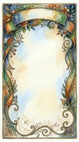 Watercolor ornate floral frame with ribbon banner, swirls, and berries on vintage parchment background for cards and invitations.