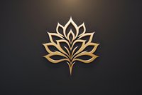Elegant golden lotus flower symbol on dark background, luxury decorative emblem with metallic gradient effect and subtle shadow for premium branding.