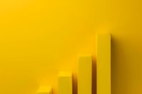 Yellow ascending geometric shapes create dynamic upward movement against vibrant monochromatic background, symbolizing growth, progress and success in business.