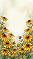 Watercolor yellow daisy flowers frame border with soft pastel background for greeting cards, invitations and floral design projects.