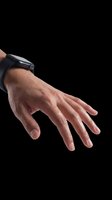 Male hand with open palm gesture wearing black smartwatch, isolated on transparent background. Ready for design use on t-shirts, clipart, stickers, print-on-demand products, and digital designs.