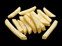Crispy golden french fries isolated on transparent background, ready for t-shirt designs, clipart, stickers, print-on-demand products, and sublimation projects.