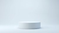 White cylindrical podium platform on clean gray background for product display and presentation mockups.