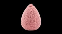 Pink textured beauty sponge with teardrop shape, isolated on transparent background. Ready for makeup, cosmetics, and skincare design projects, clipart, and print-on-demand products.