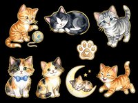 Cute kittens and cats collection isolated on transparent background, ready for t-shirt designs, stickers, clipart, sublimation and print-on-demand projects.