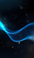 Glowing blue wave with sparkling particles flows through dark space creating magical ethereal effect, suitable for abstract backgrounds and modern designs.