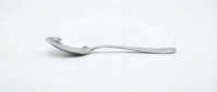 Elegant silver spoon isolated on white background for kitchen utensil design, culinary projects, restaurant branding and dining concept graphics.