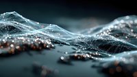 Abstract digital wave with glowing particles and bokeh lights creating futuristic data visualization for technology presentations and modern design projects.