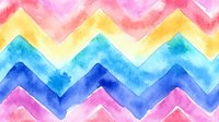 Colorful watercolor chevron pattern with pink, yellow, blue, and purple zigzag stripes creating a vibrant rainbow effect.