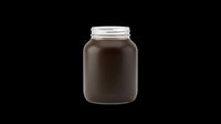 Dark brown glass jar with metal screw-top lid, isolated on transparent background. Ready for packaging design, product mockups, e-commerce, print-on-demand, and digital crafts.