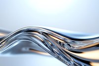 Elegant flowing chrome waves create dynamic abstract composition with smooth metallic curves and reflective surfaces against soft gradient background.