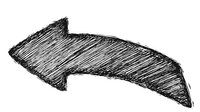 Hand-drawn black arrow pointing right, sketched with crosshatching technique on white background for directional signage or graphic design elements.