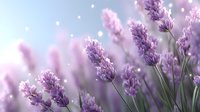 Dreamy lavender flowers in soft focus with magical bokeh lights creating peaceful aromatherapy and wellness atmosphere for spa and relaxation designs.