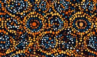 Aboriginal dot painting pattern with orange blue white circles in traditional indigenous Australian art style for cultural design projects.