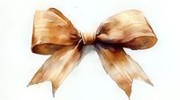 Elegant brown watercolor bow with soft shading and flowing ribbons on white background, isolated design element for decorative projects and holiday artwork.