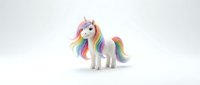 Cute unicorn with rainbow mane and tail, isolated on white background, ready for children's designs, greeting cards, and merchandise applications.