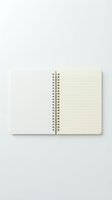 Open spiral-bound notebook with blank left page and lined right page on neutral background for writing, planning, journaling, and organizational purposes.