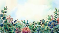 Watercolor botanical border with succulent plants, roses, and foliage in soft pastel tones. Isolated design element suitable for invitations, greeting cards, and decorative backgrounds.