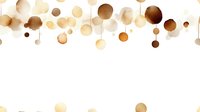 Watercolor coffee stains and round spots forming abstract border pattern on white background, seamless design element for cafe branding and packaging.