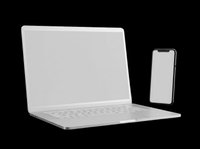 Laptop and smartphone mockup isolated on transparent background, ready for digital design, t-shirt graphics, print-on-demand products, stickers, and sublimation projects.