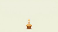 Single cupcake with lit candle on neutral beige background, isolated design element suitable for birthday graphics, greeting cards, and celebration-themed projects.