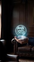 Male hand holding a glowing holographic calendar with gear and checkmark icons, symbolizing task scheduling and workflow automation management.