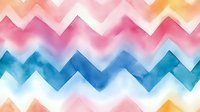 Colorful watercolor chevron pattern with gradient pink, blue, and yellow zigzag stripes on white background for modern textile and paper design.