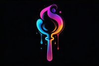 Vibrant rainbow colored liquid splash forming abstract flame shape with dripping paint effect on black background. Artistic design element for creative projects.