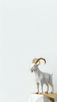 Geometric goat sculpture with gold and marble accents standing on pedestal against neutral background, suitable for modern home decor and interior design projects.