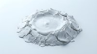 Isolated white ceramic bowl with crumpled, textured edges and organic cracked surface design, perfect for product mockups, tableware displays, and contemporary home decor projects.
