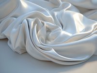 Luxurious white silk fabric with soft elegant folds and gentle waves creating smooth flowing texture against light background, suitable for fashion and luxury designs.