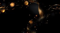 Magical golden glowing particles and sparkles flowing in cosmic space against black background create ethereal celestial atmosphere for mystical designs.