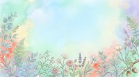 Soft watercolor floral border with pastel wildflowers, herbs, and leaves on a light background, perfect for cards, invitations, and decor.